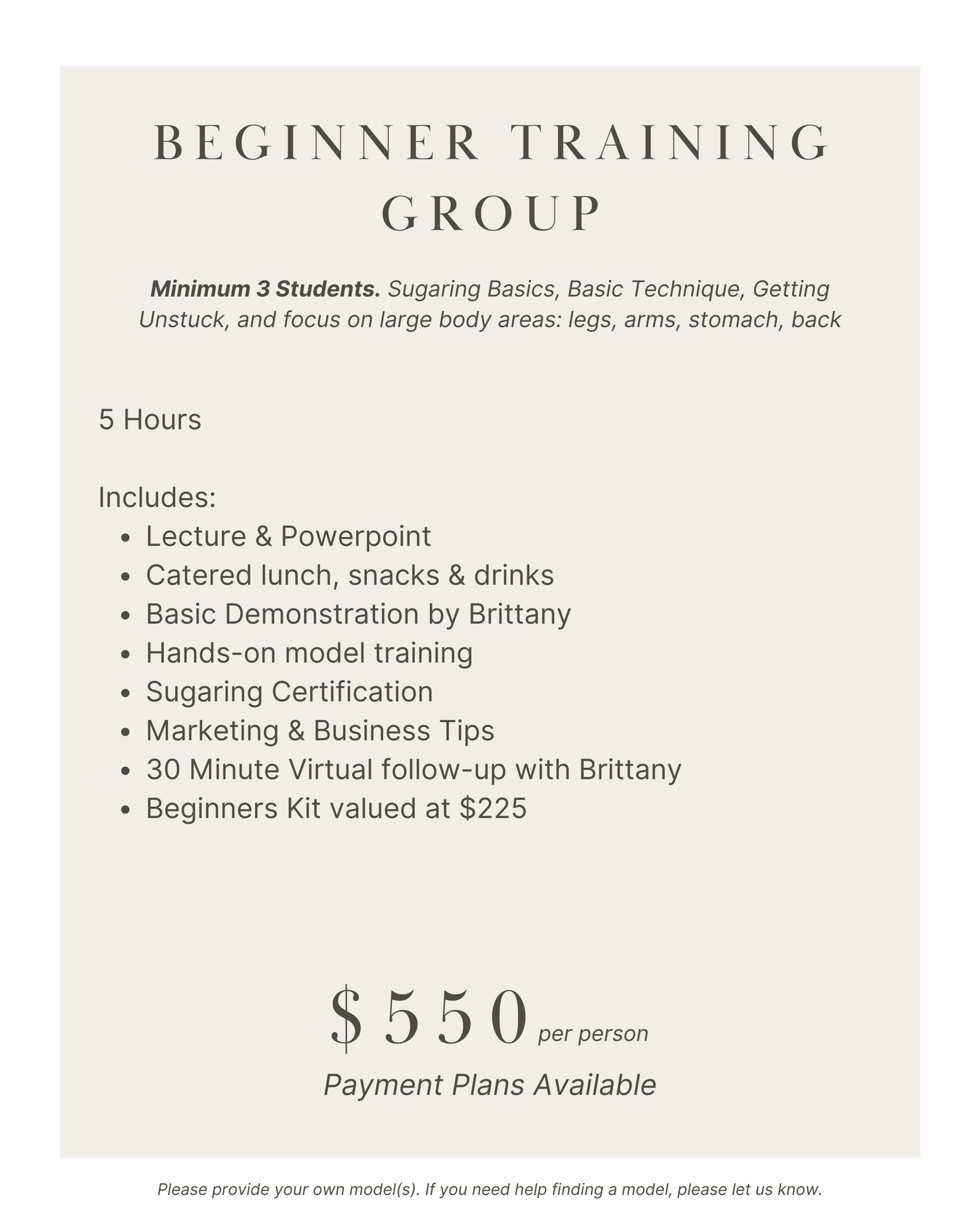 Sugaring Training Class (Private or Group)